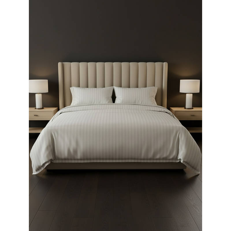 LANE LINEN Ivory Galaxy Cotton Bedsheet with 2 Pillow Covers (Double)