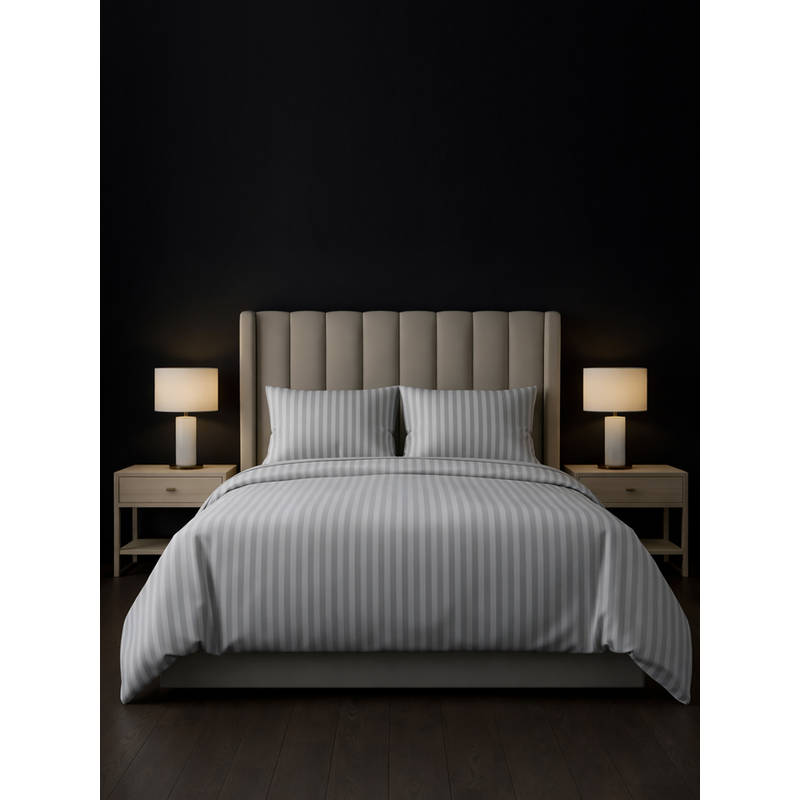 LANE LINEN Grey Galaxy Cotton Bedsheet with 2 Pillow Covers (King)