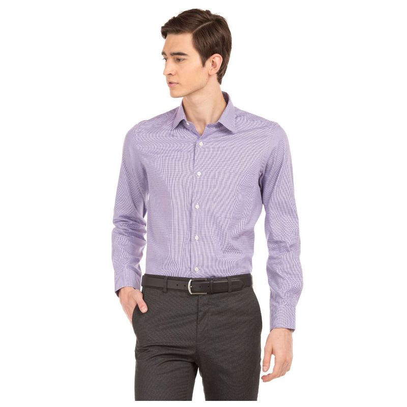 Arrow Purple Houndstooth Regular Fit Shirt (39)