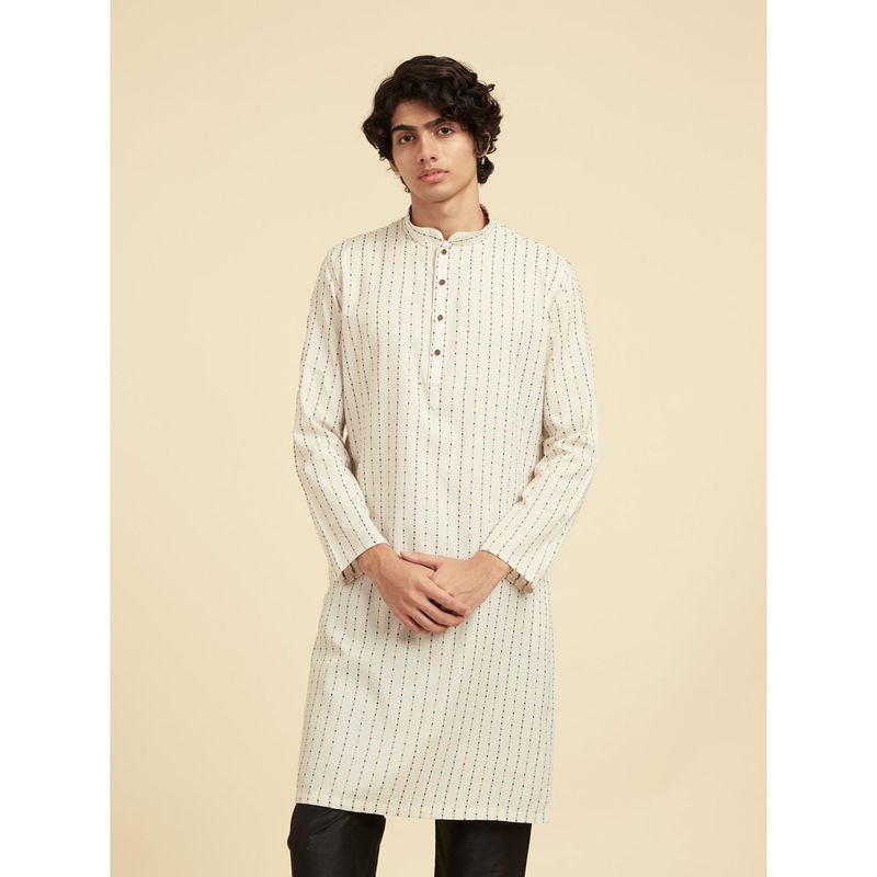 Diwas by Manyavar Men Cream Art Silk Printed Kurta (M)