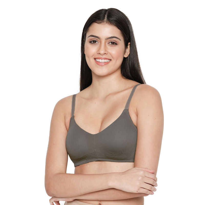 Shyaway Susie Everyday Wirefree Full Coverage Bottom Encircled Non-Padded Moulded Bra-Grey (36D)