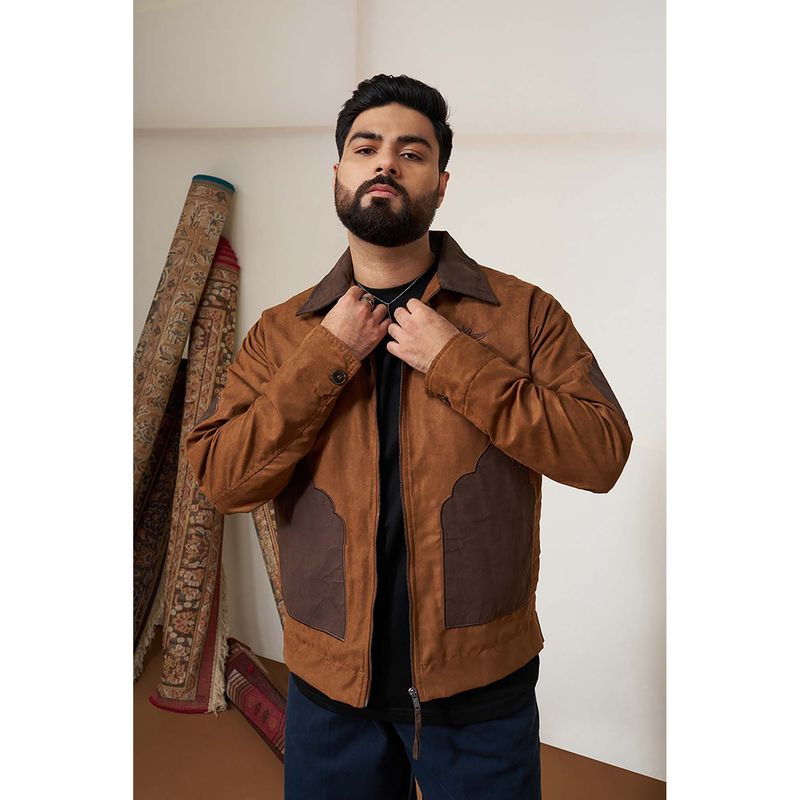 Snitch X Bismil Brown Embroidered Jacket for Men (XL)