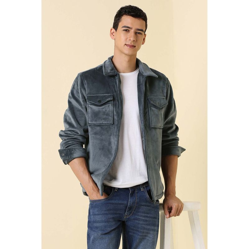 Allen Solly Men Grey Textured Jacket (S)
