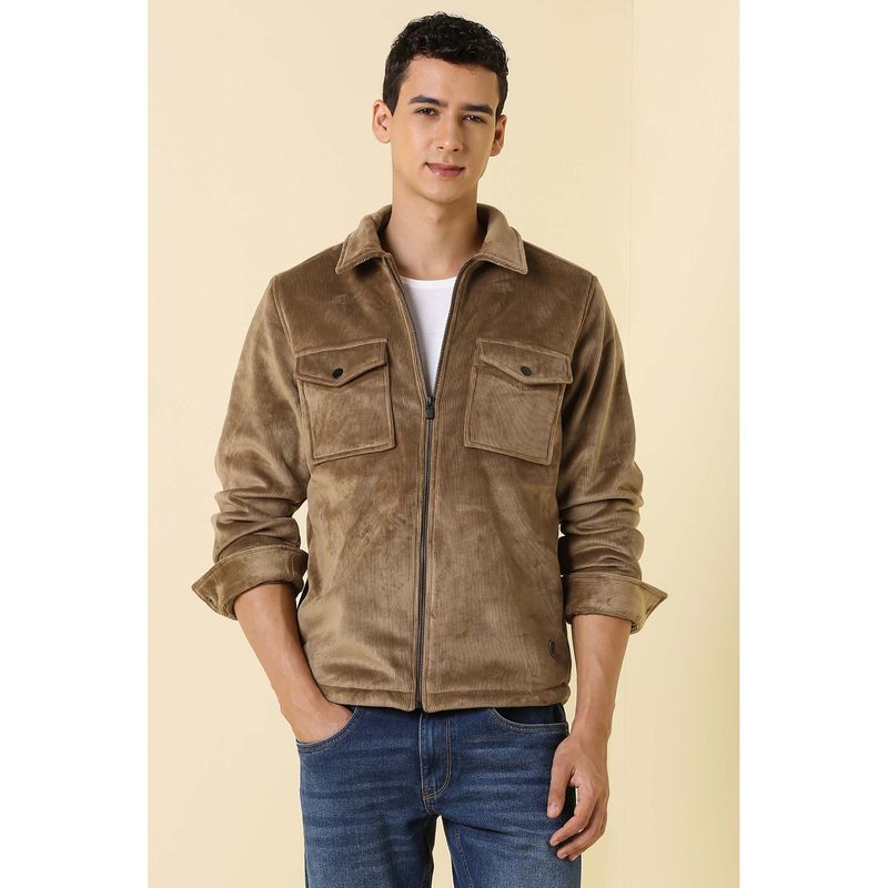 Allen Solly Men Brown Textured Jacket (XL)