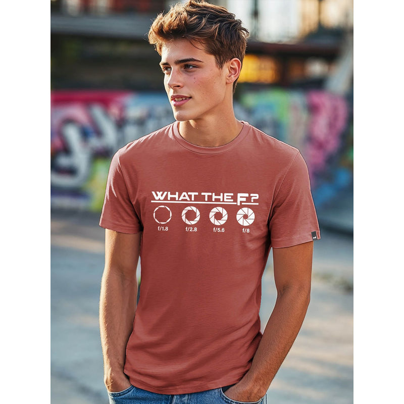 Bewakoof Men's Brick Red What The Focus Graphic Printed T-shirt (S)