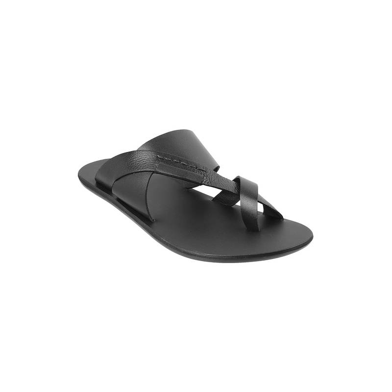 Metro Mens Black Flat Chappals (EURO 44)
