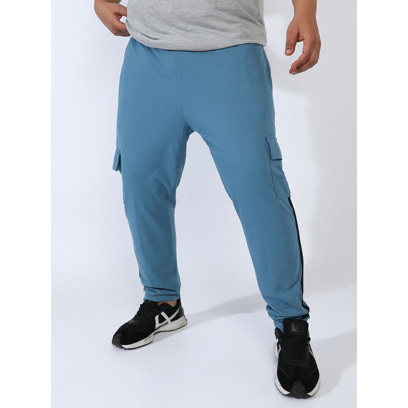 Instafab Plus Mens Sky Blue Utility Cargo Trackpants (3XL)