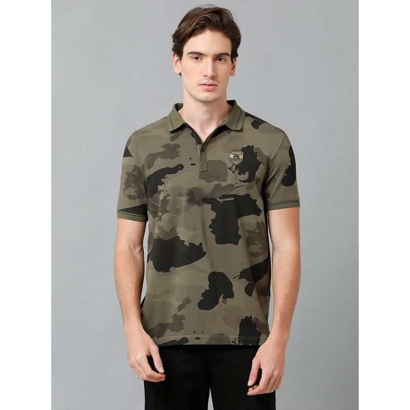 CP BRO Men Cotton Printed Half Sleeve Slim Fit Polo Neck Multicolor T-Shirt (M)