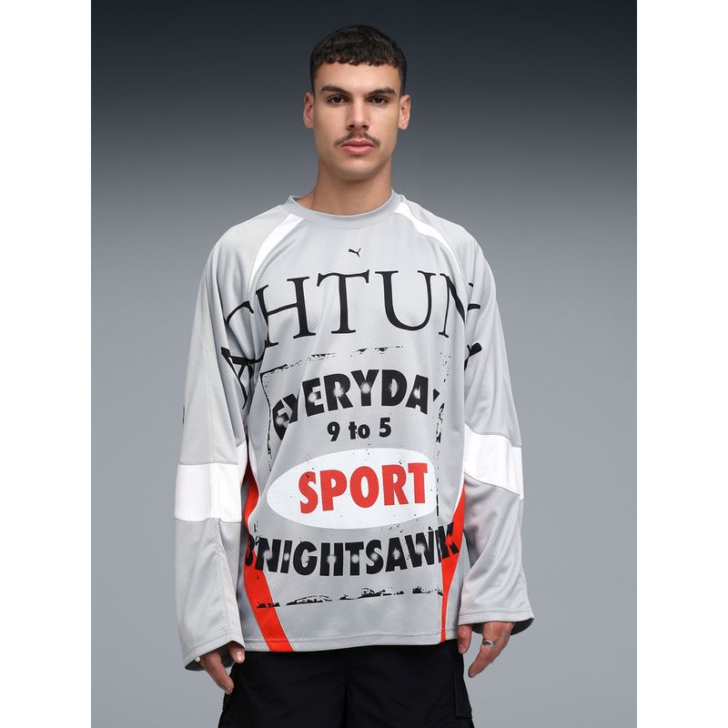 Puma Oversized Long Sleeves Printed Jersey T-Shirt (L)