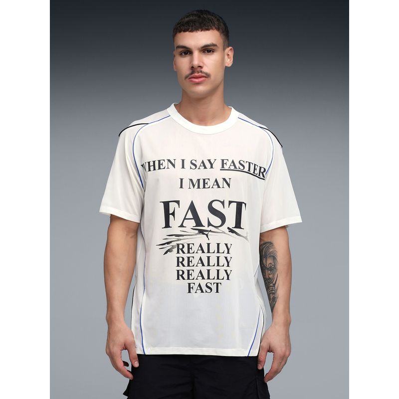 Puma White Printed Mesh T-Shirt (S)
