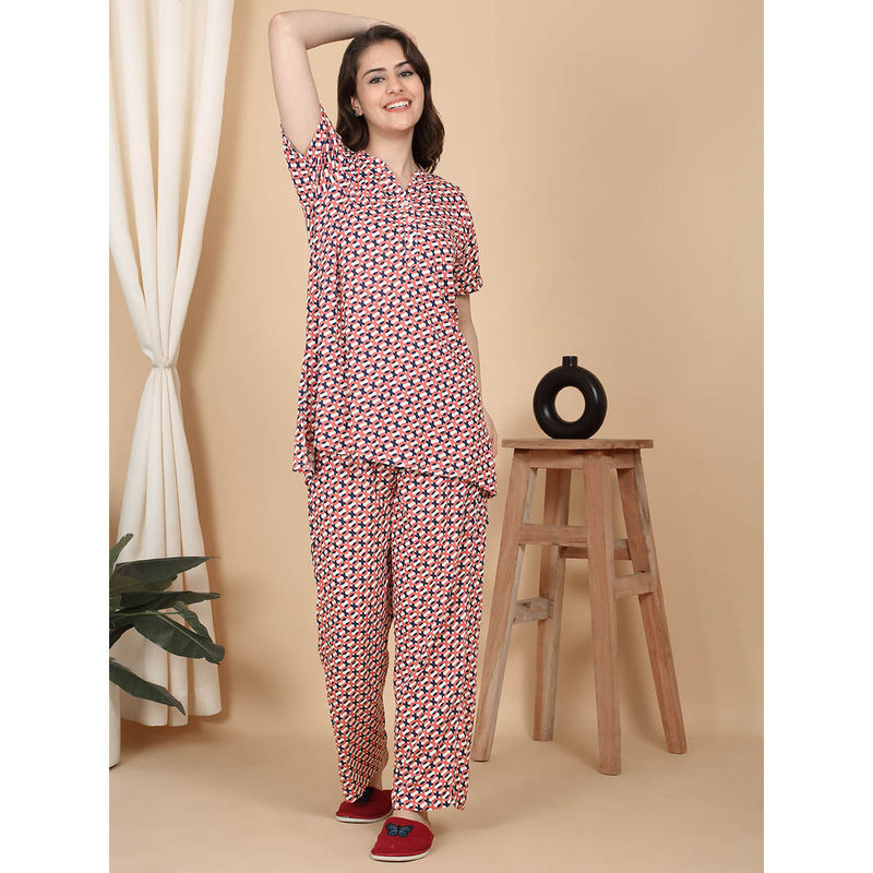 Sweet Dreams Women Multi-Color Printed Top with Pyjama (Set of 2) (L)