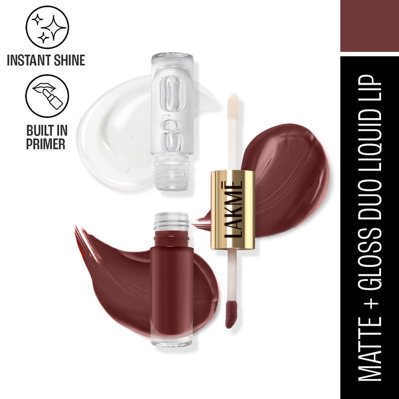 Lakme 9 To 5 Matte To Glass 2 in 1 Liquid Lipstick With Matte & Hi-Shine Gloss - Tropical Princess