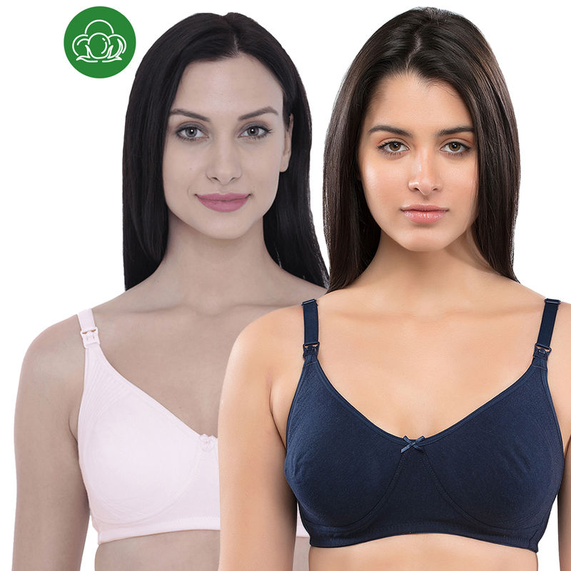 Inner Sense Organic Cotton Antimicrobial Nursing Bra Pack of 2 Multi