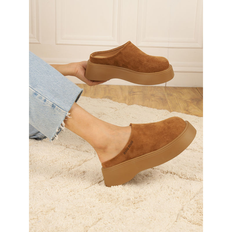 Truffle Collection Women Tan Solid Platform Loafers (UK 6)