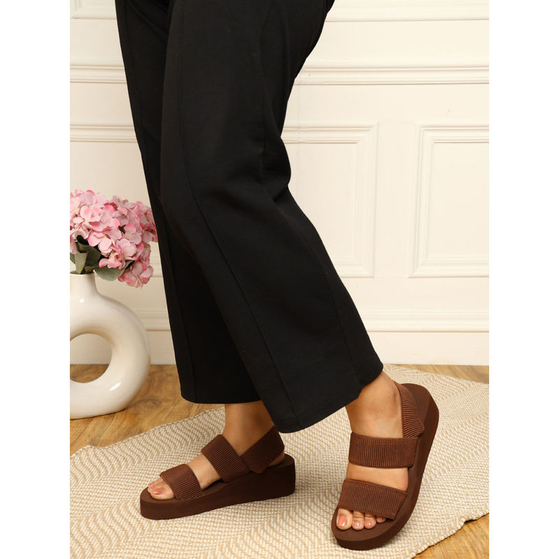 Truffle Collection Women Brown Solid Wedges (UK 4)