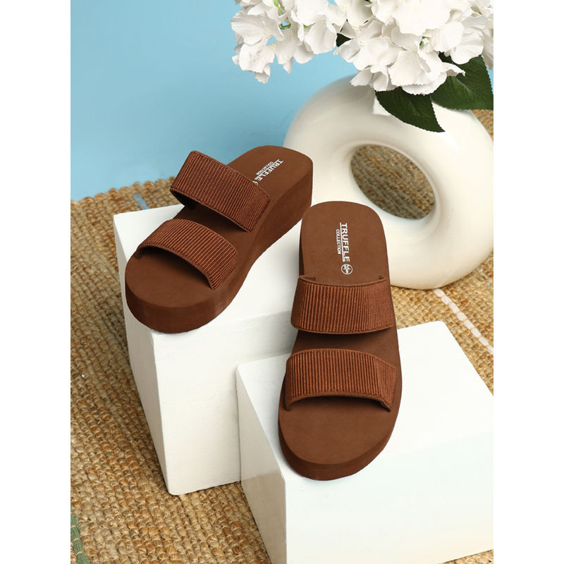 Truffle Collection Women Brown Solid Wedges (UK 7)
