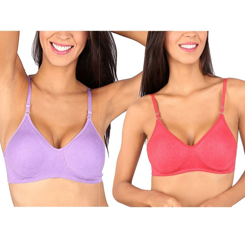 Bralux Bela T-Shirt Bra Melange Red - Melange Lavender Set Of 2 (30B)