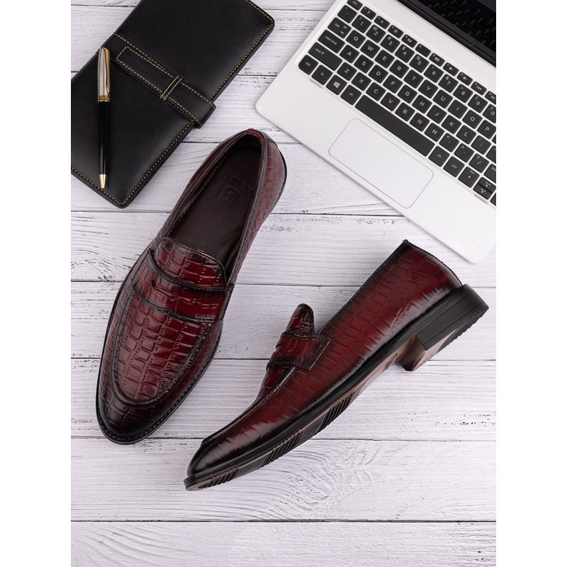 La Botte Men Wine Animal Print Loafers (EURO 40)