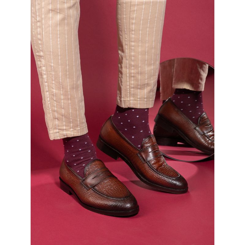 La Botte Men Brown Animal Print Loafers (EURO 40)