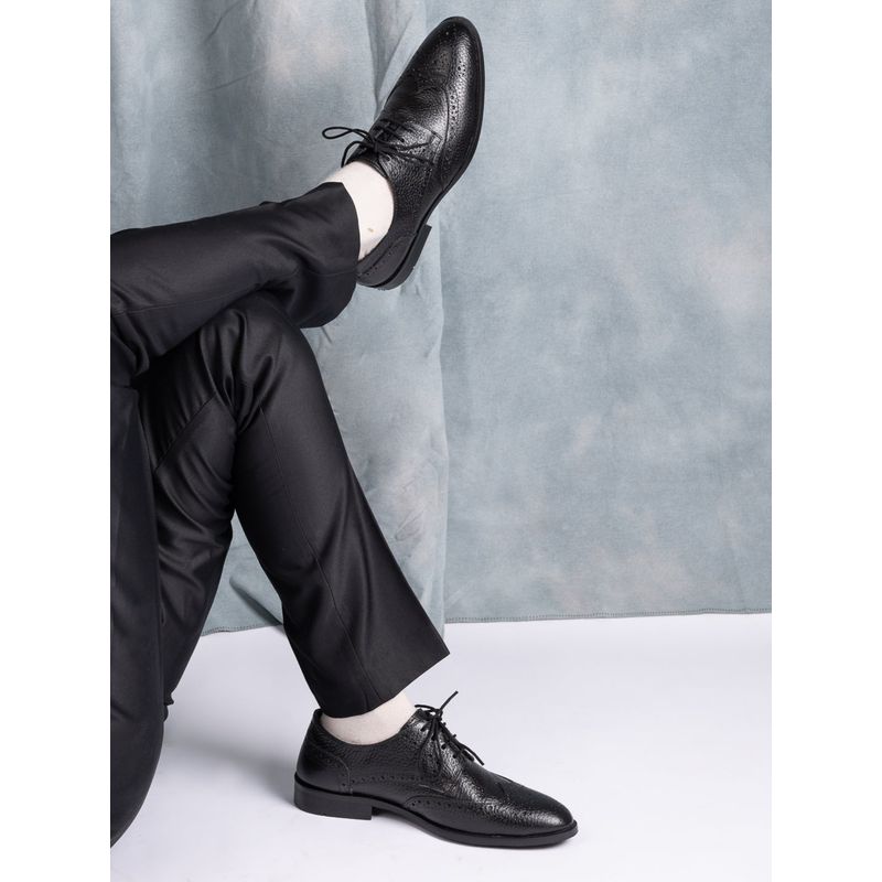 La Botte Men Black Textured Formal Brogues (EURO 43)