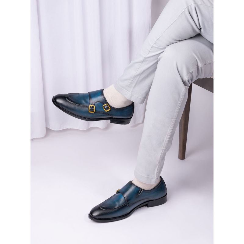 La Botte Men Blue Solid Formal Monk Straps (EURO 40)