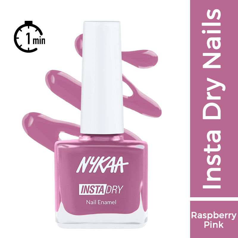 Nykaa Insta Dry Fast Drying Nail Enamel Polish Raspberry Regram 341 - Raspberry Pink
