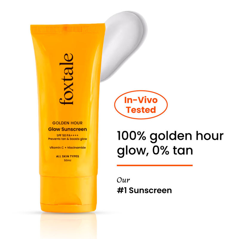 Foxtale Glow Sunscreen SPF 50 PA++++ with Vitamin C & Niacinamide for a Dewy Glow