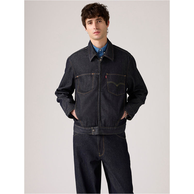Levi's Mens Dark Blue Solid/Plain Denim Jacket (XL)