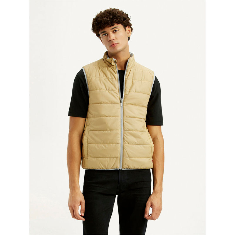 Levi's Mens Solid Beige Puffer Jacket (S)