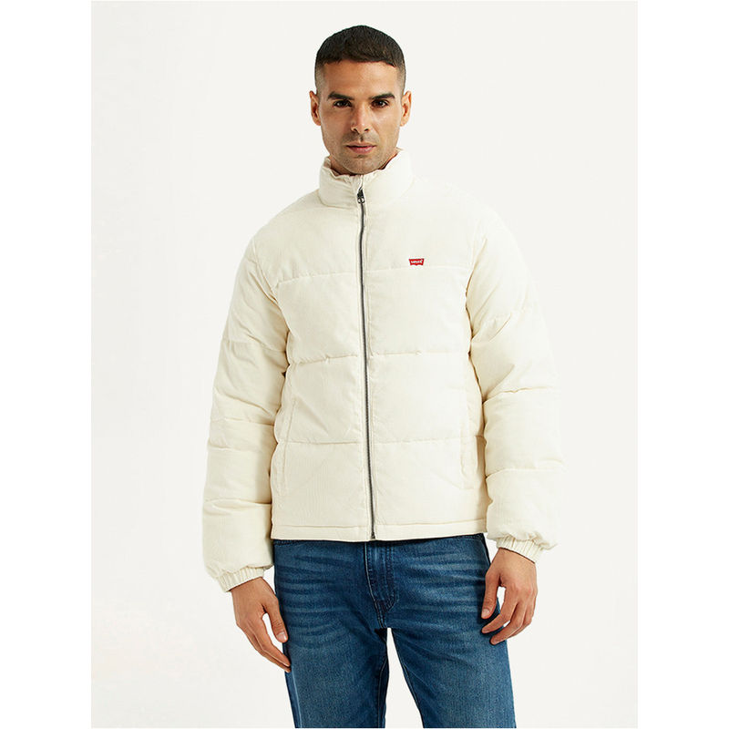 Levi's Mens Solid Cream Puffer Jacket (M)