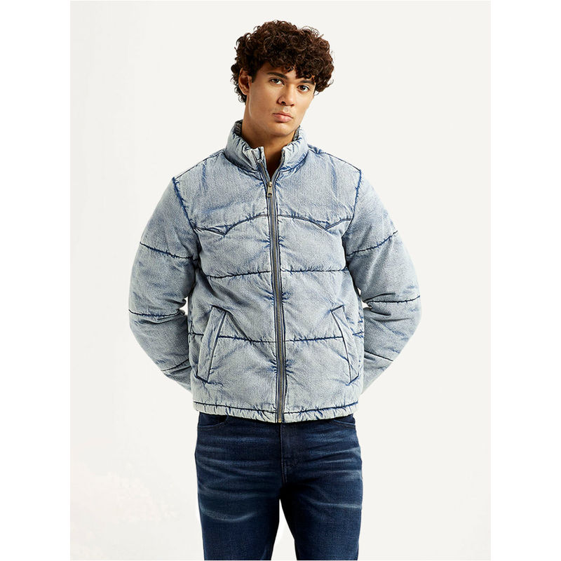 Levi's Mens Quilted Light-Blue Puffer Jacket (L)