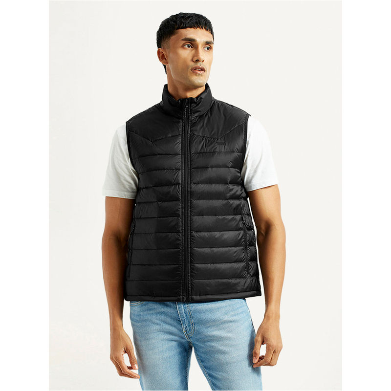 Levi's Mens Solid Black Puffer Jackets (L)