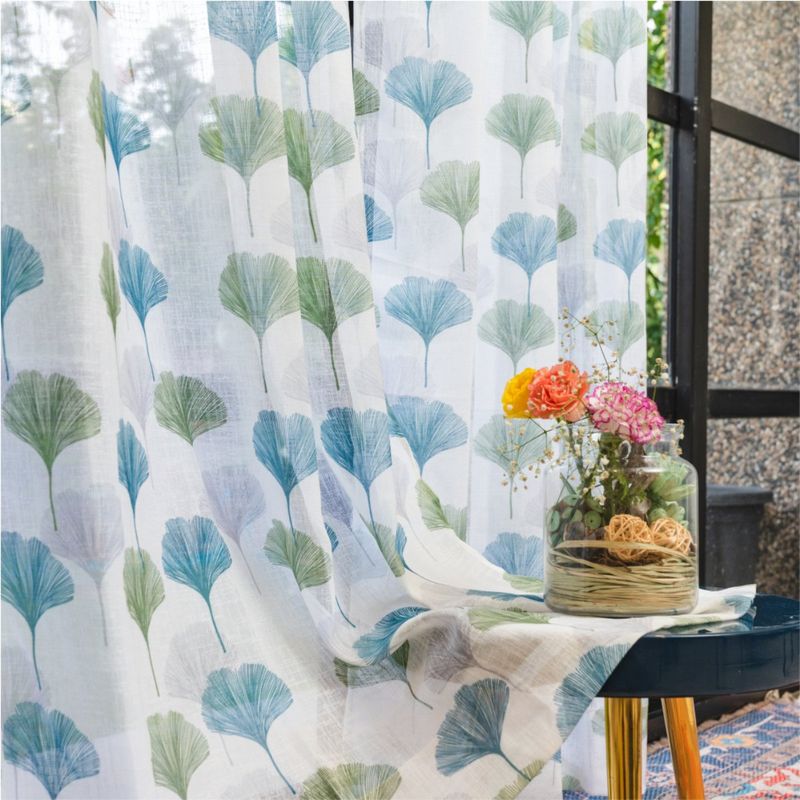 Urban Space Curtain for Door with Eyelets & Tieback Mushroom Flower Green (Set of 2) (7x4 feet)