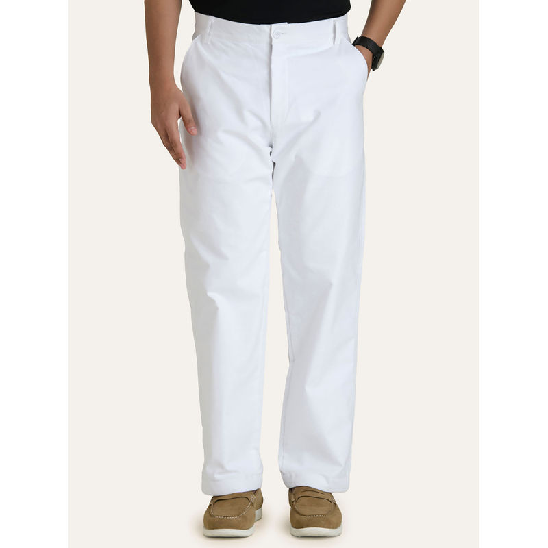 Perch White Solid Linen Trouser (34)