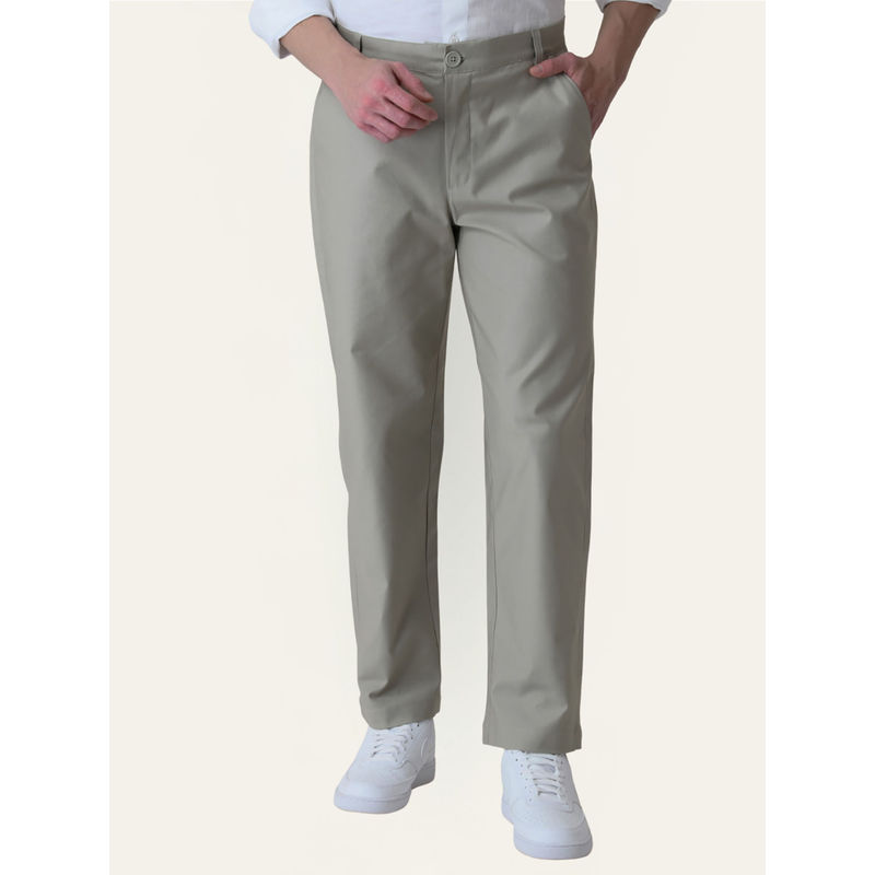 Perch Grey Solid Slim Fit Chinos (36)