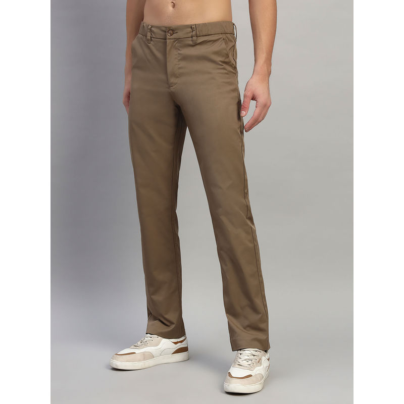 Cantabil Men Brown Solid Regular Fit Casual Trouser (30)