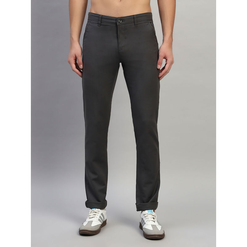 Cantabil Men Grey Solid Regular Fit Casual Trouser (30)