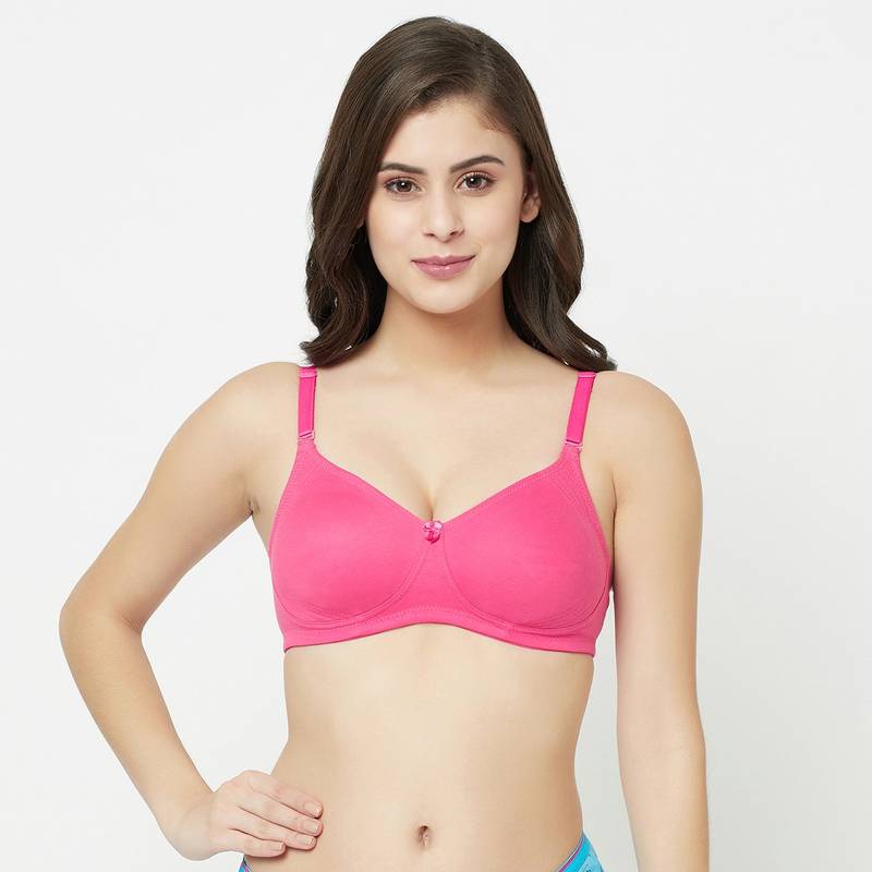 Groversons Paris Beauty Women Non-Padded Non-Wired Double Layered Bra-Pink (42B)