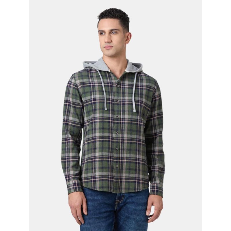 Pepe Jeans Green Checked Men Long Sleeves Casual Shirt (S)