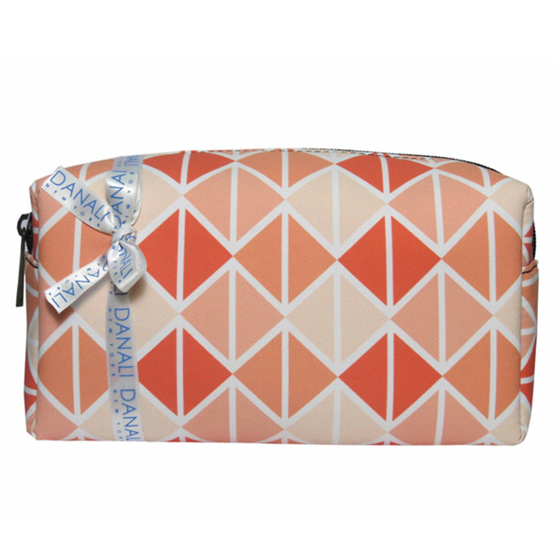 Danali - Cosmetic / Travel Pouch - Triangle Coral Print With Zipper