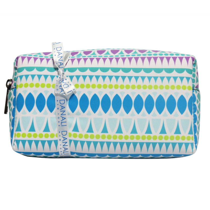 Danali - Cosmetic / Travel Pouch - Drop Blue Print With Zipper