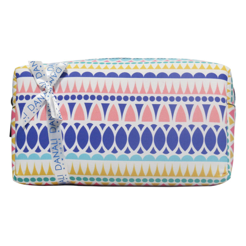 Danali - Cosmetic / Travel Pouch - Drop Multi White Print With Zipper