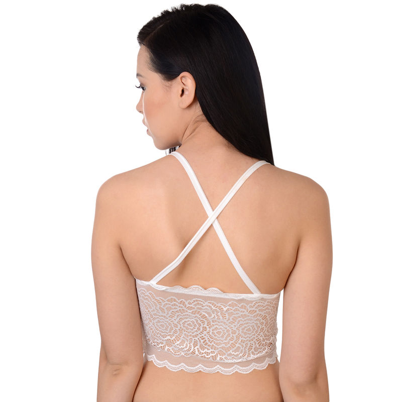 Da Intimo White Solid Non-Wired Lightly Padded Bralette (32B)