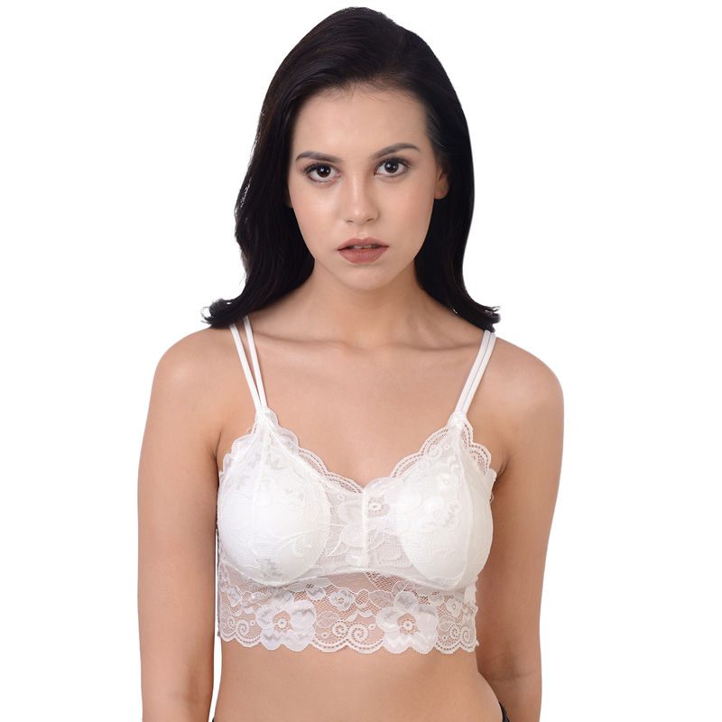 Da Intimo White Solid Non-Wired Lightly Padded Bralette (36A)