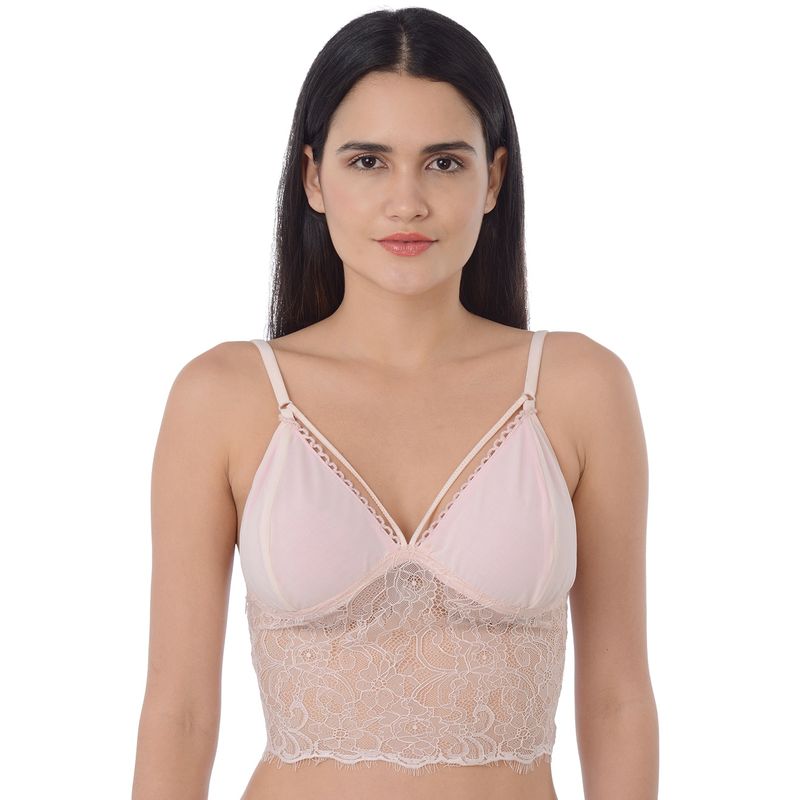 Da Intimo Baby Pink Long Line Cage Bralette - Pink (32A)