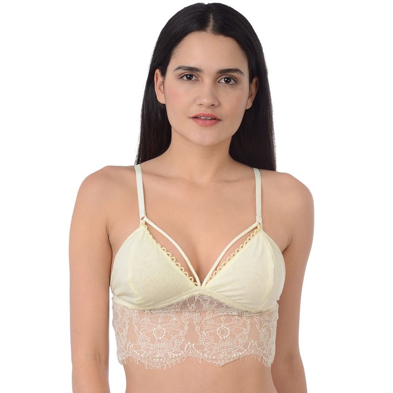 Da Intimo Lacy Long Line Cage Bralette - Yellow (32A)