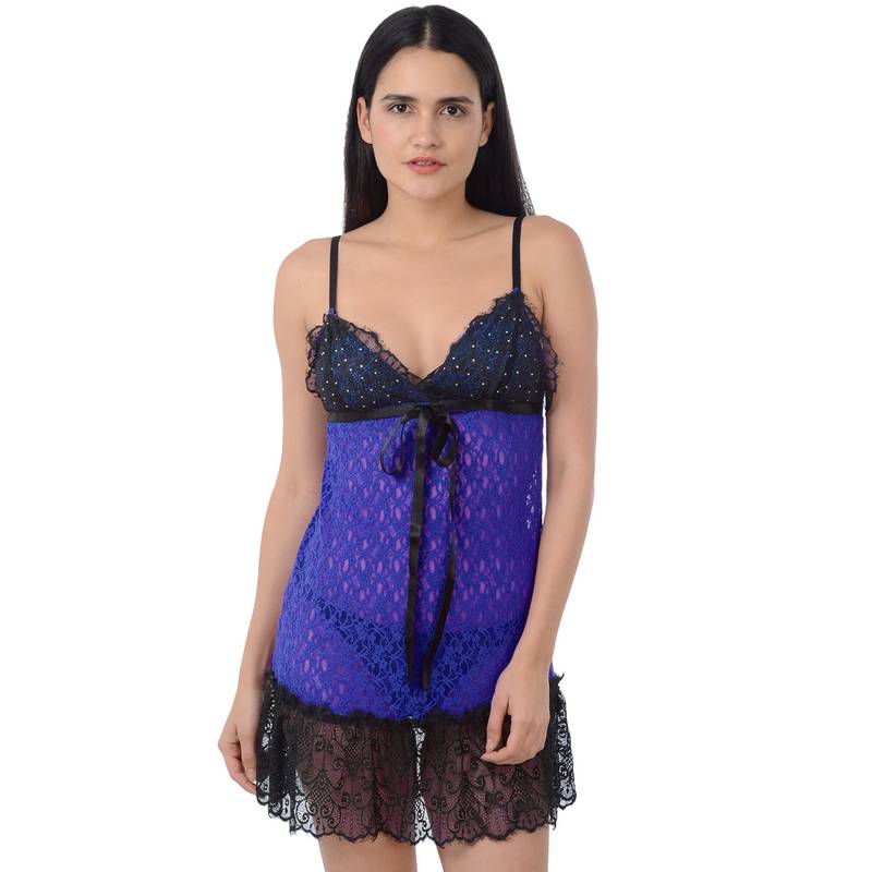 Da Intimo Neon Baby Doll - Blue (XXL)