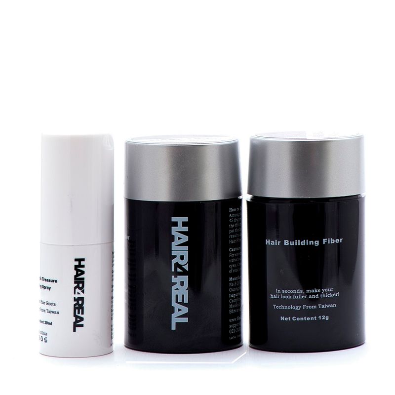 Hair4Real Hair Thickening Fiber Black (Pack of 2) With Locking Spray