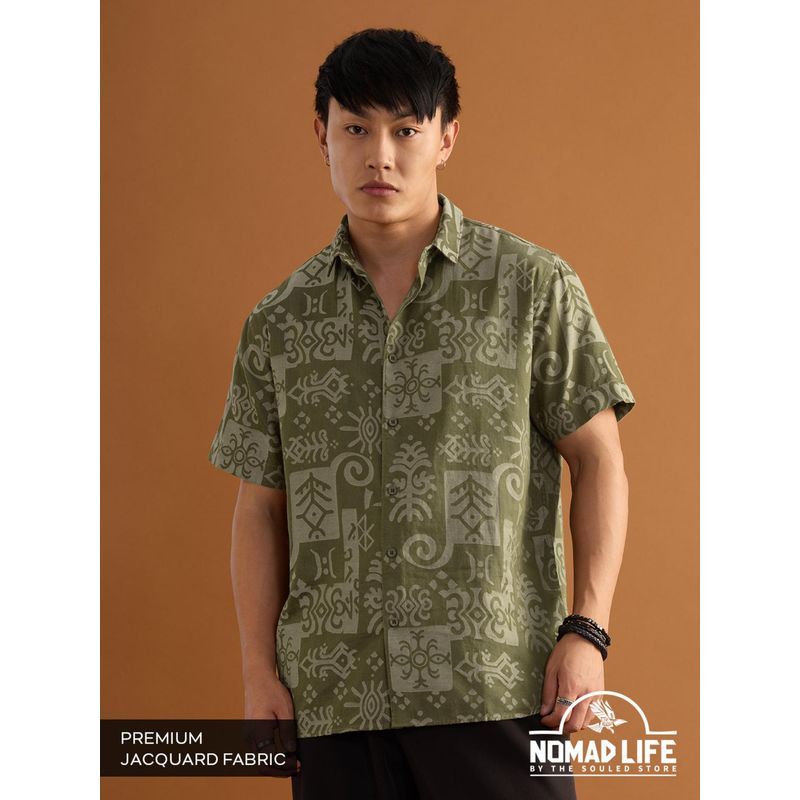 The Souled Store Nomad Aztec Mens Relaxed Shirt (XL)