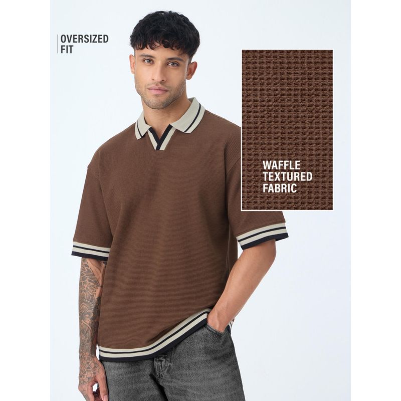 The Souled Store Oversized: Russet Mens Oversized Polo T-Shirt (S)